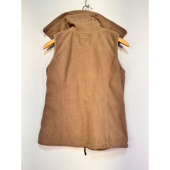 Calvin Klein Performance Womens Fleece Vest Small Tan Zip-Up Pockets - Picture 9 of 10